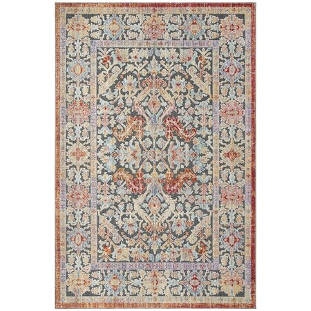 Safavieh 5 ft. 3 in. x 7 ft. 6 in. Provance Collection Global Rectangle Power Loomed Rug Black & Aqua PRV184Z-5